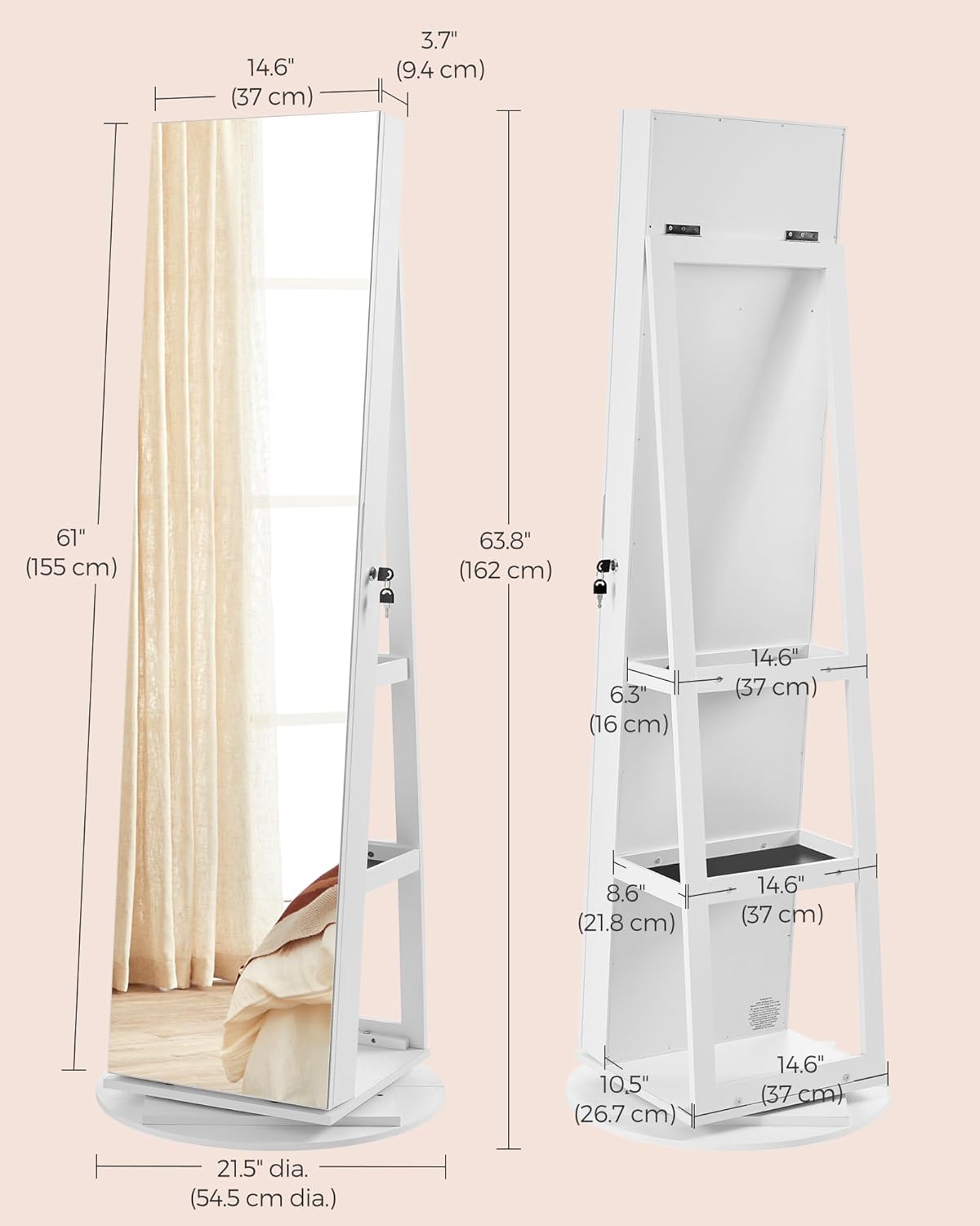 Spiegel mit Ablage und Schmuckschatulle — SALE