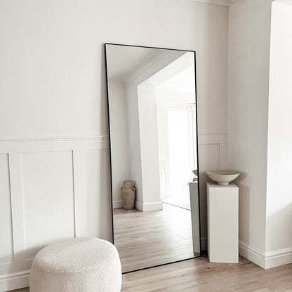 Xavril – Großer, rechteckiger Ganzkörperspiegel aus schwarzem Metall, 179 cm x 80 cm